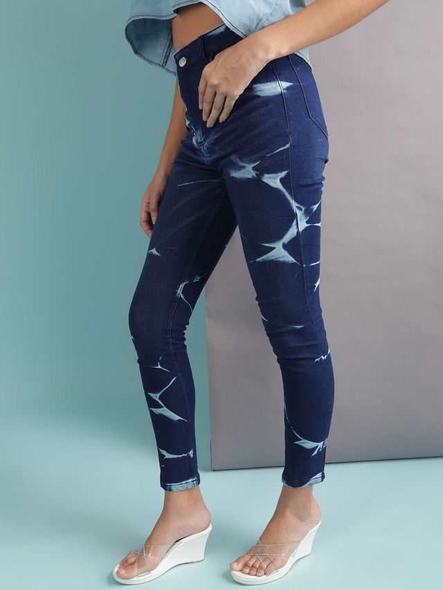 Freehand Women's Skinny Fit Denim Jeans With Tying | Blue - 32