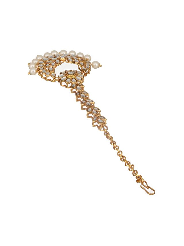 Aatmana Women Gold-Plated Kundan Studded Maang Tikka Head Jewellery