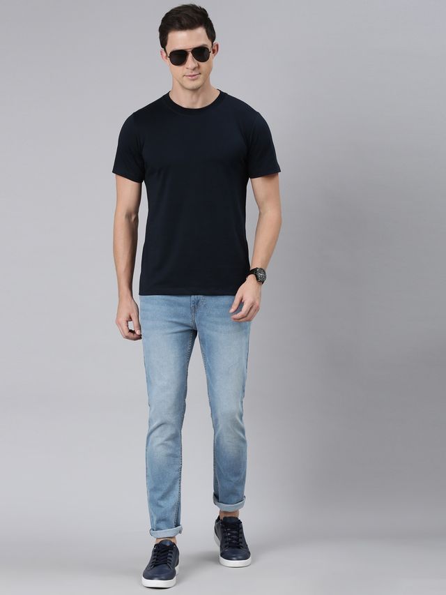 Rupa Jon Men's Round Neck T-Shirt Style | RJ 901 | Navy - XL
