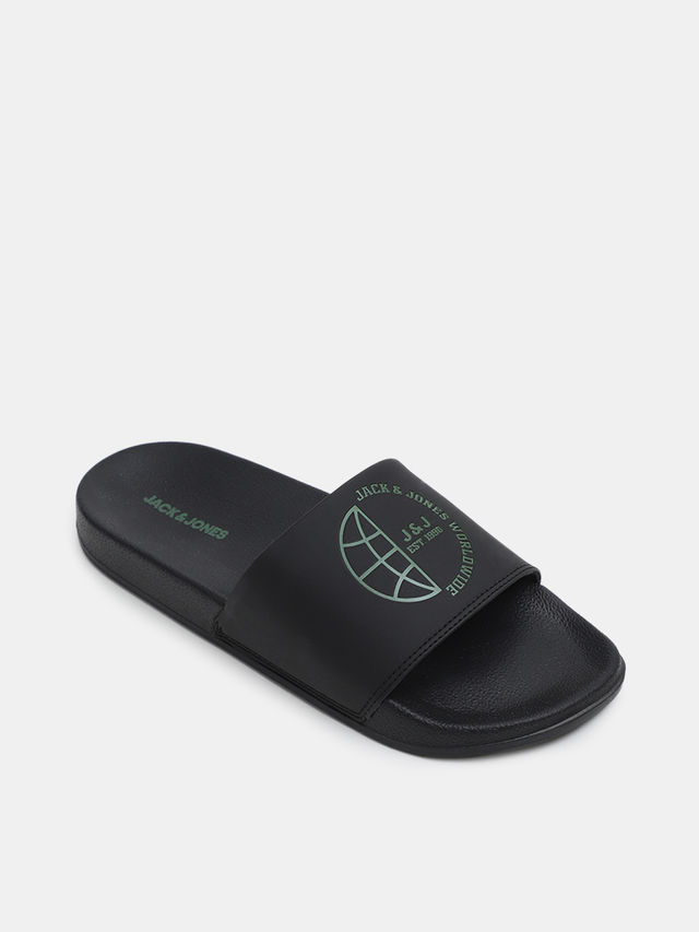 Jack & Jone Sizes Pool Sliders | Jet Black - 44