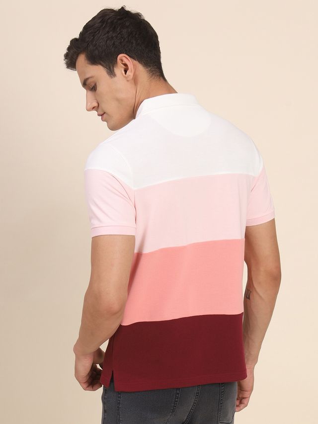 Dennis Lingo Men's Colourblocked Polo Collar Regular Fit T-shirt | Multicolor | S