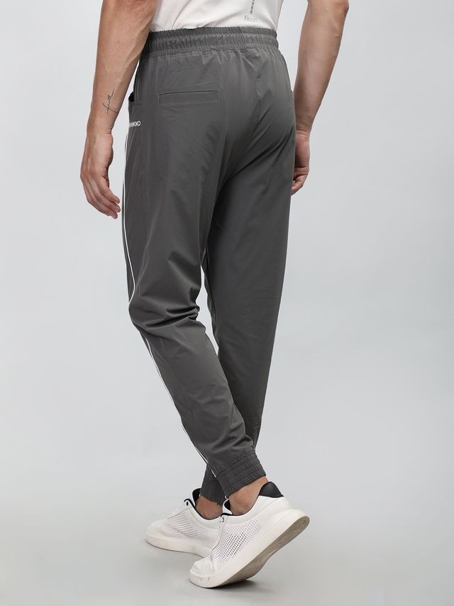 Chkokko Men Sports Track Pant Gym Workout Lower With Pocket Dark Grey White - XL