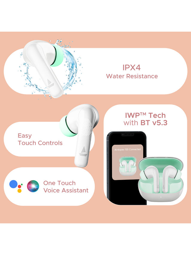 boAt Airdopes 155 Tws Earbuds W/ 40h Playtime, in-ear Detection, Quad Mics Enx Tech(Ivory White)