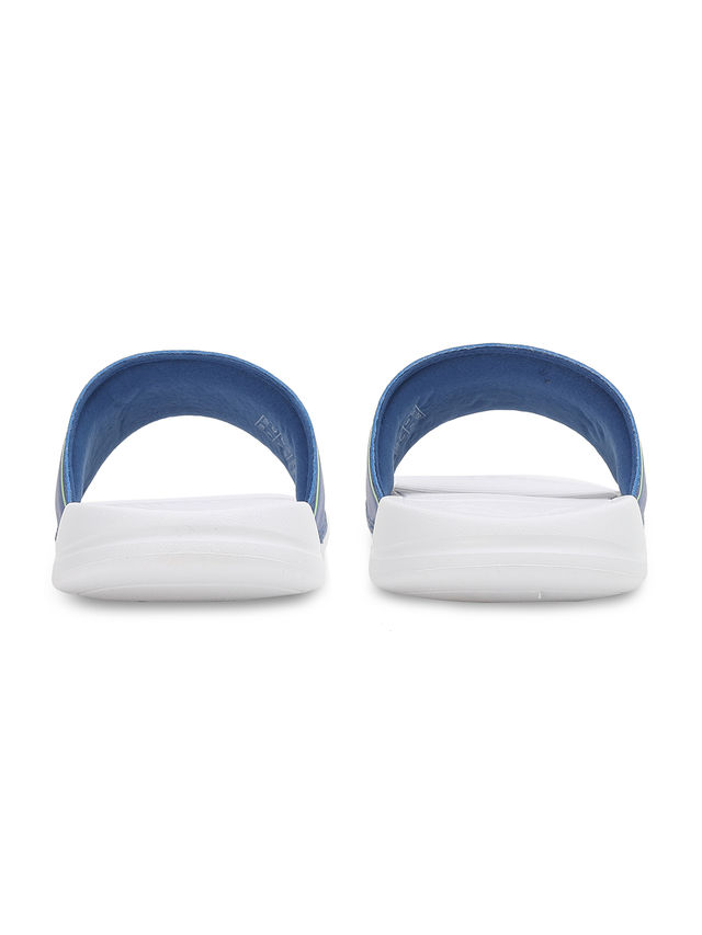 Puma Marine Unisex Slides | White-New Navy-Fizzy Apple | Size - UK 7