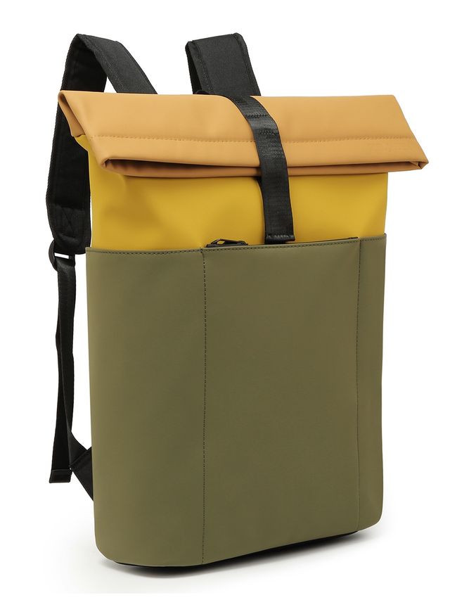 Fur Jaden Unisex Canvas and Vegan Leather 15 L Laptop Backpack | Green - 14 Inches