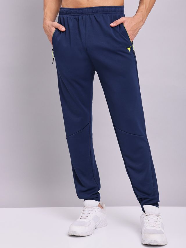 Technosport Men Poly Solid Slim Fit Sports Trackpants with TECHNO DRY | Navy | L