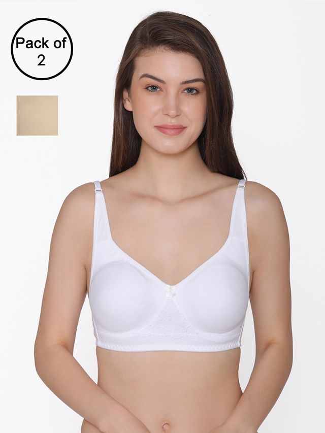 Clovia Women Non-Padded Non-Wired Full Coverage T-Shirt Bra - White, Beige | 40C