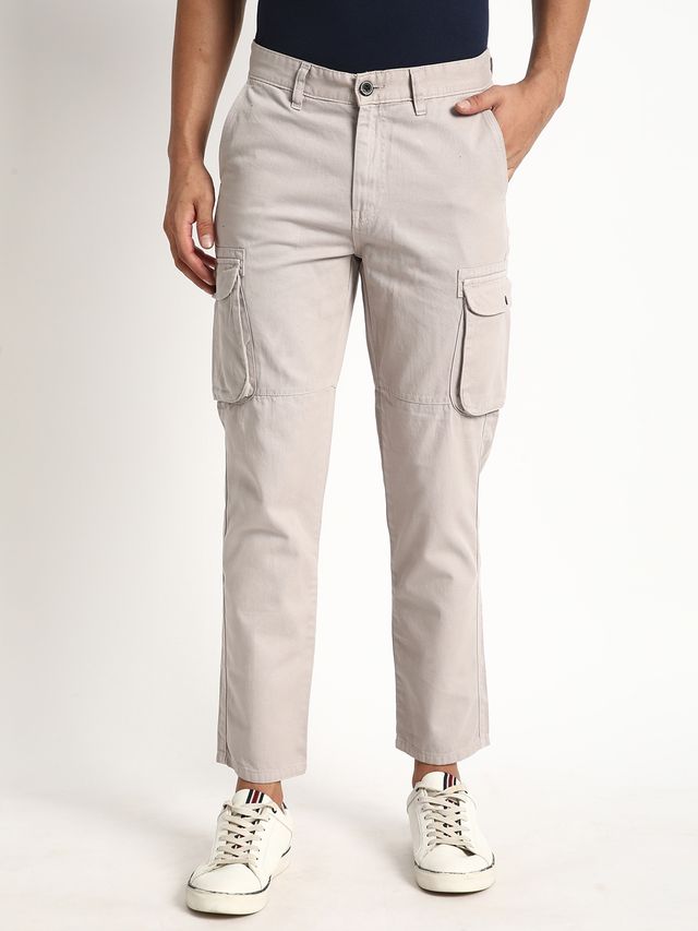 IVOC Men Silver Grey Regular Cargo Trousers 32