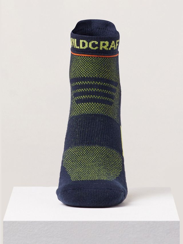 Wildcraft Men's Solid Cotton Low Ankle Socks | Navy and Yellow - Free Size