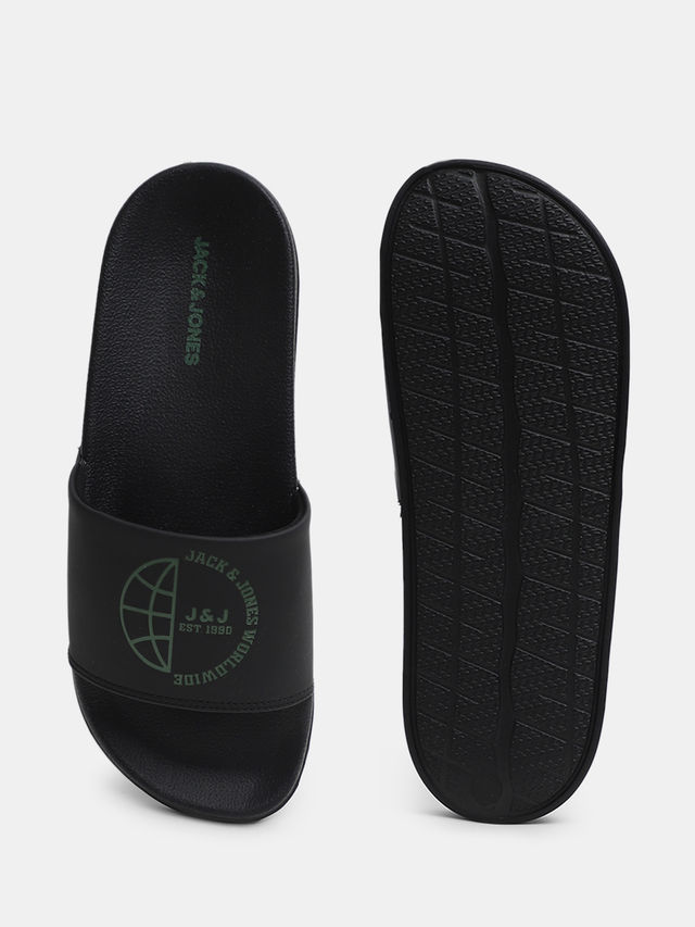 Jack & Jone Sizes Pool Sliders | Jet Black - 44
