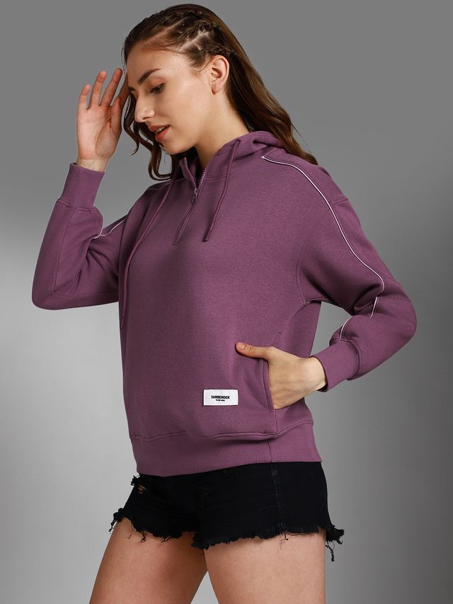 High Star Women's Hooded Long Sleeves Pullover Sweatshirt | Purple - L