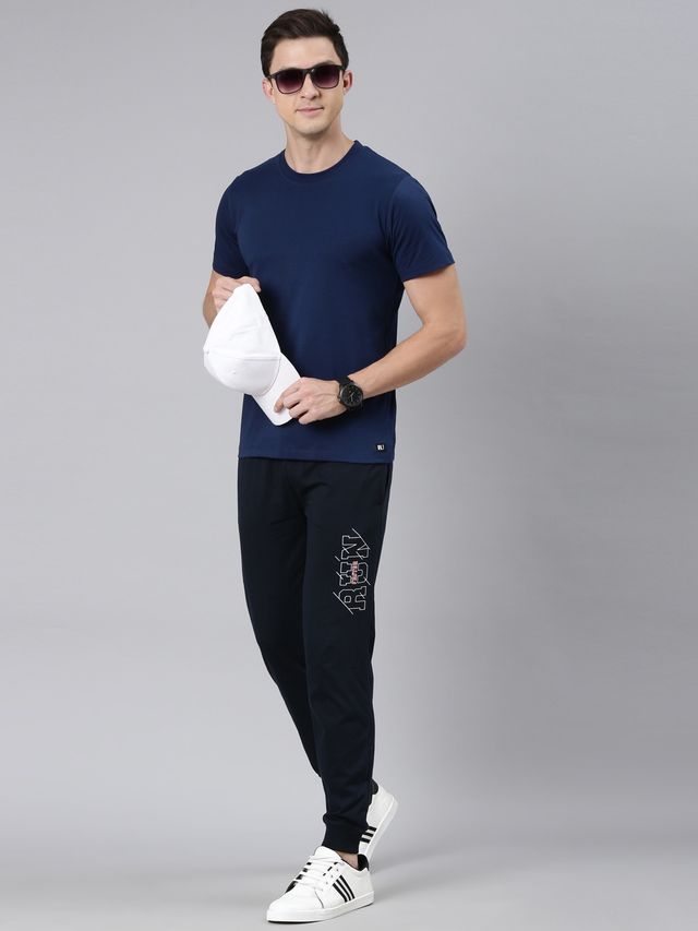 Rupa Jon Men's Round Neck T-Shirt Style | RJ 901 | Blue - L