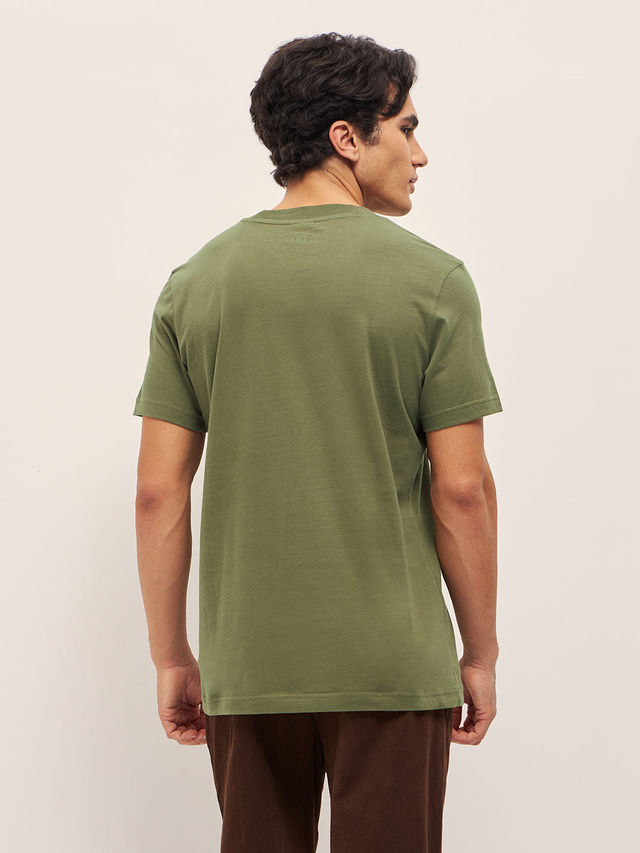 The Bear House Men Relax Fit Solid T-shirt - Poli | Olive | XXL