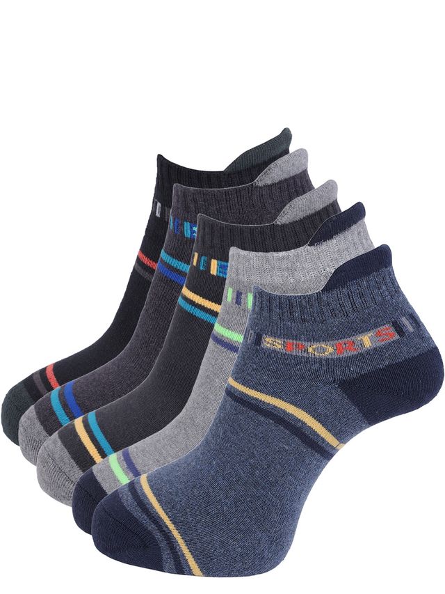 Dollar Men's Striped Cotton Blend Ankle Length Socks | Assorted - Free Size