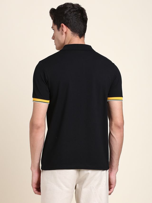 Dennis Lingo Men's' Solid Polo T-shirt | Black | L