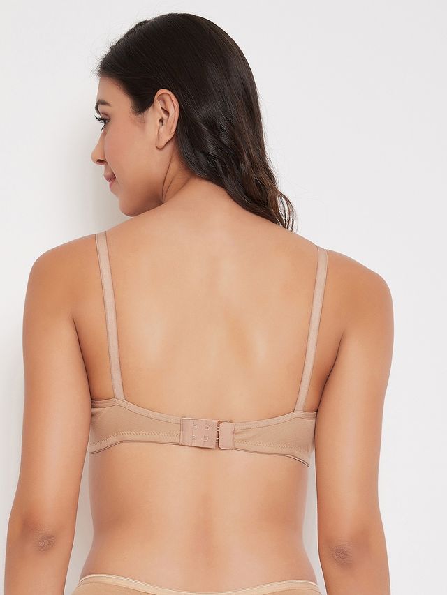 Clovia Non-Padded Non-Wired Full Coverage T-Shirt Bra - Beige, Light Pink | 40C