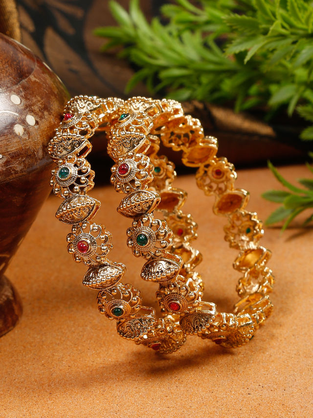Youbella Jewellery For Women Gold Plated Bracelet Bangles For Women(Ybbn - 92141 - 2.4)