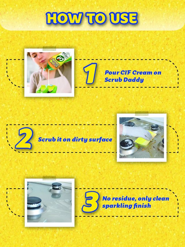 Cif Sponge Daddy Dual-Sided Multipurpose Cleaning Sponge & Scrub Pad | Pack of 2