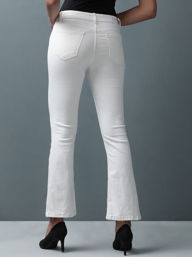 Freehand Women's Bleached Bootcut Denim Jeans | White - 28