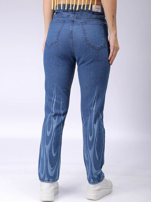 Freehand Women's Straight Fit Jeans With Tying Detail | Blue - 28