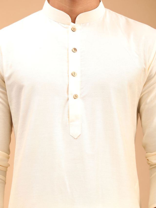 Vastramay Men's Viscose Kurta | Cream - XL