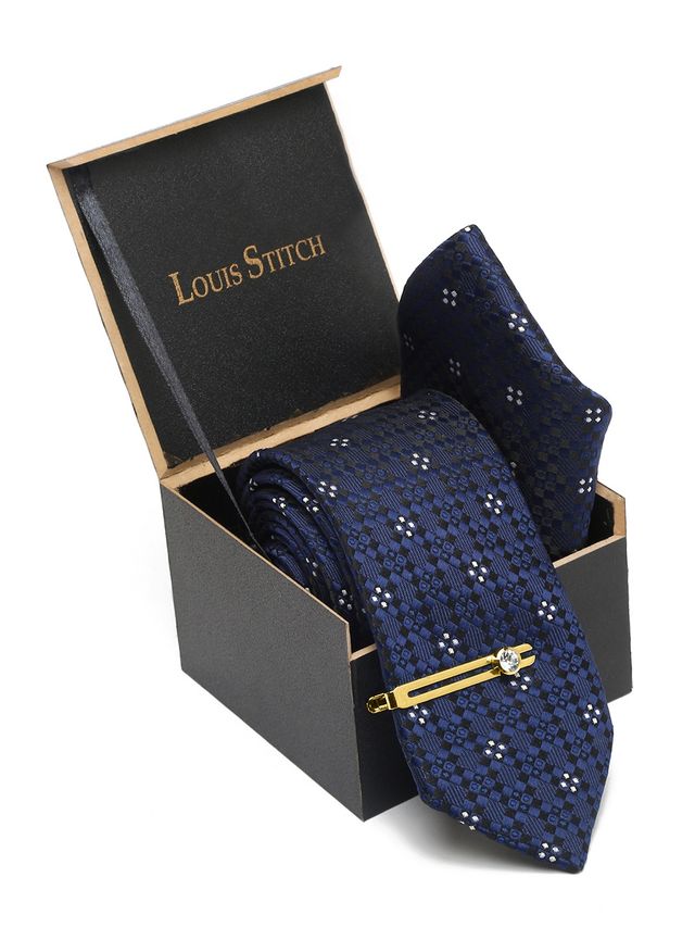 Louis Stitch Men's Silk Necktie | Blue - One Size