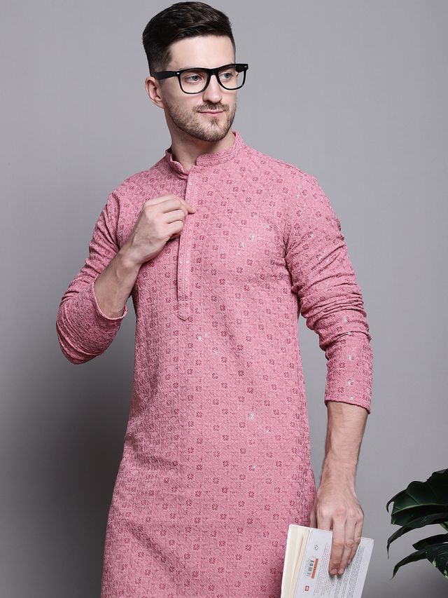 Jompers Men's Kurta | Ko 5006 | Coral - L