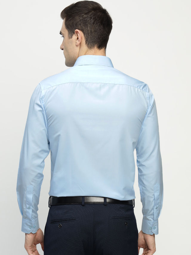 English Navy Men's Cotton Solid Slim Fit Spread Collar Button Closure Formal Shirt | Navy - L