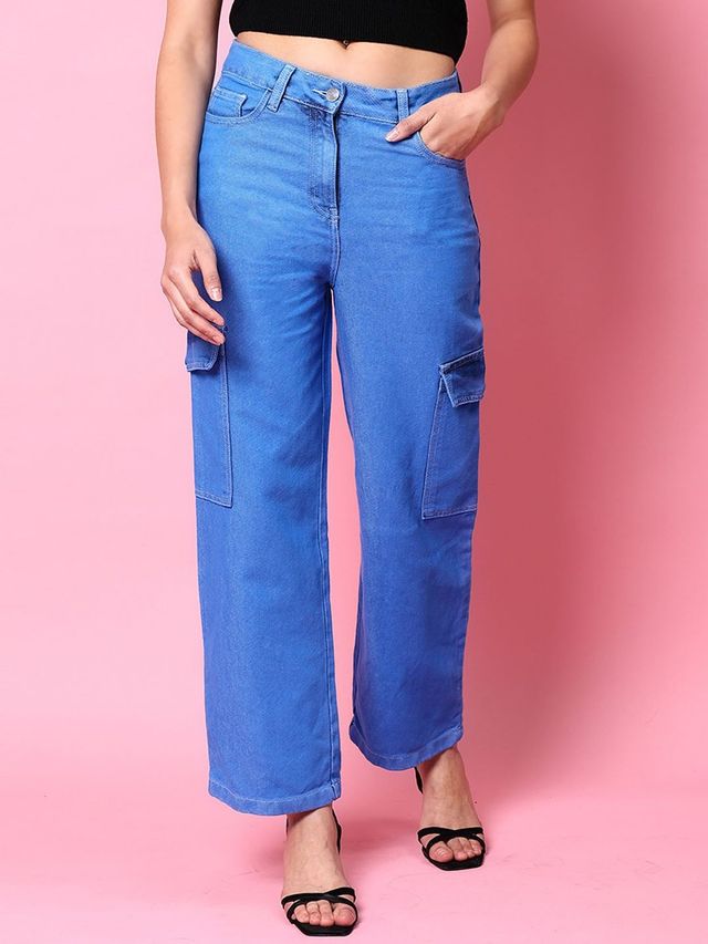 Freehand Women's Cargo Denim Jeans | Blue - 34