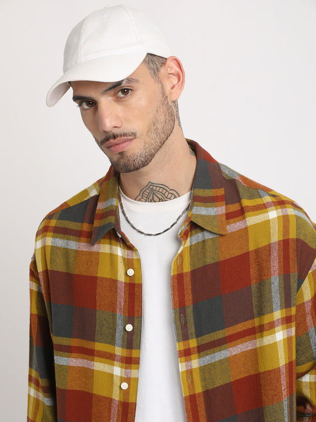 THE BEAR HOUSE Men's Checked Regular Fit Cotton Casual Shirt | TBH-MELA-MC | Multicolour - L