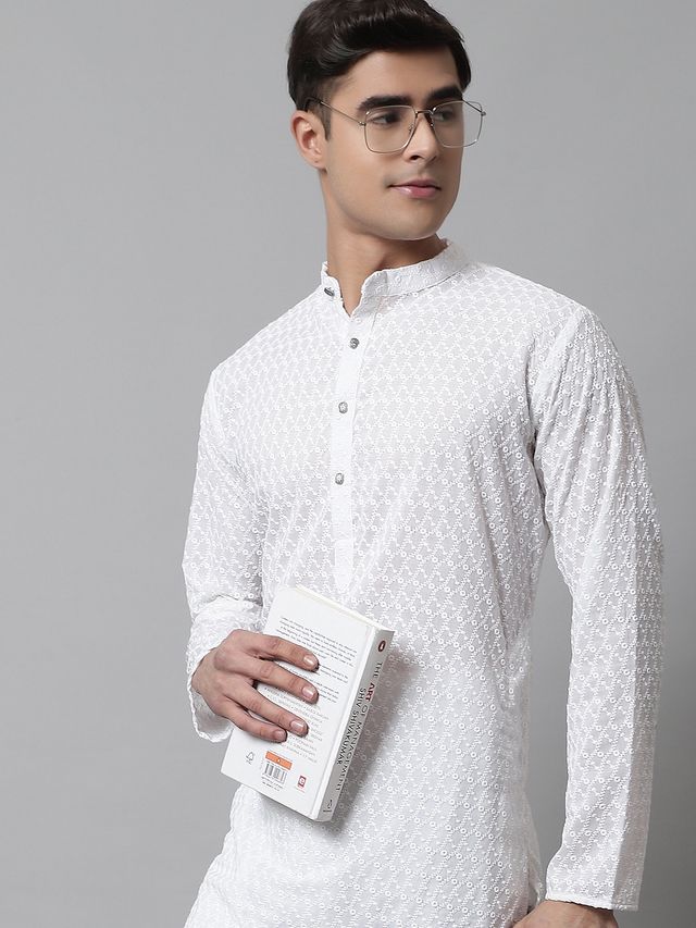 Jompers Men's Kurta | Ko 561 | White - M