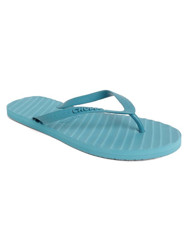 Chupps Women's Banana Leaf Monocrome Blue Flipflop - UK 7