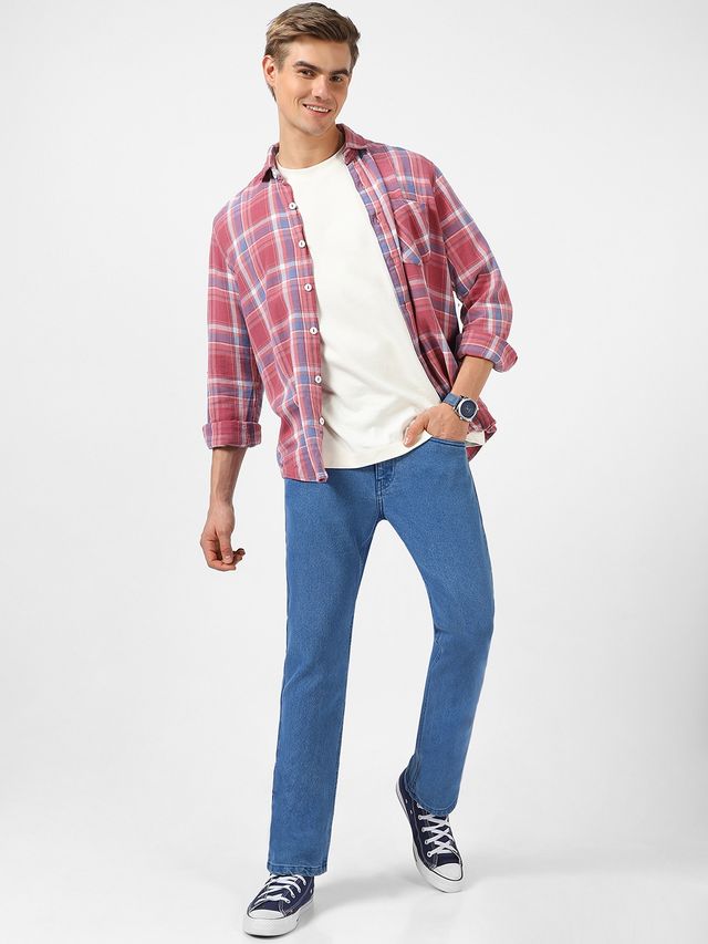 Urbano Fashion Men's Light Blue Washed Bootcut Jeans Stretchable-32