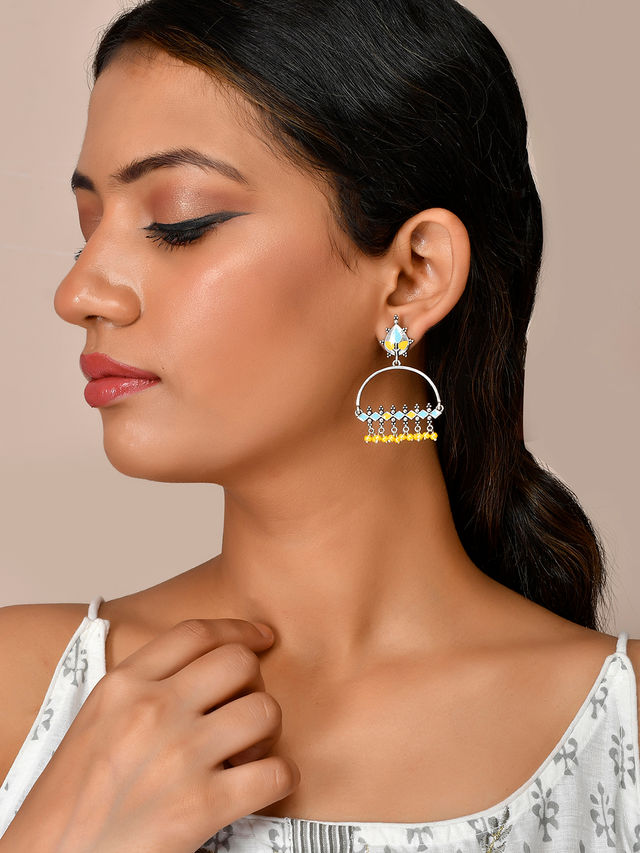 Voylla Bagh E Fiza Yellow Beads Earrings