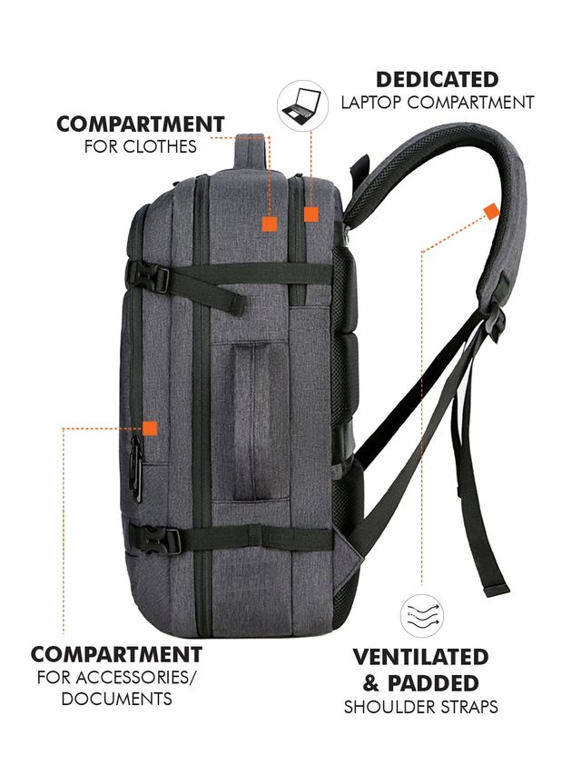 Fur Jaden Unisex Solid PU 40 L Laptop Backpack | Grey - 15.6 Inches