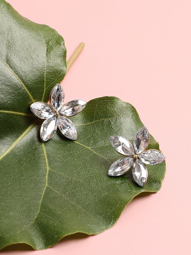 Sohi Silver Plated Designer Stone Stud For Women's