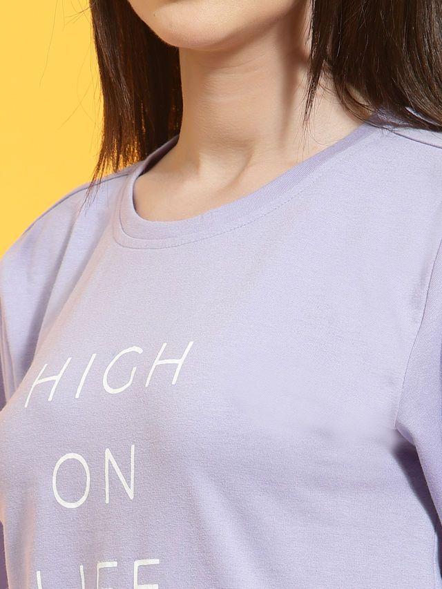 Rigo Women Oversized T-shirt | Light Purple - M