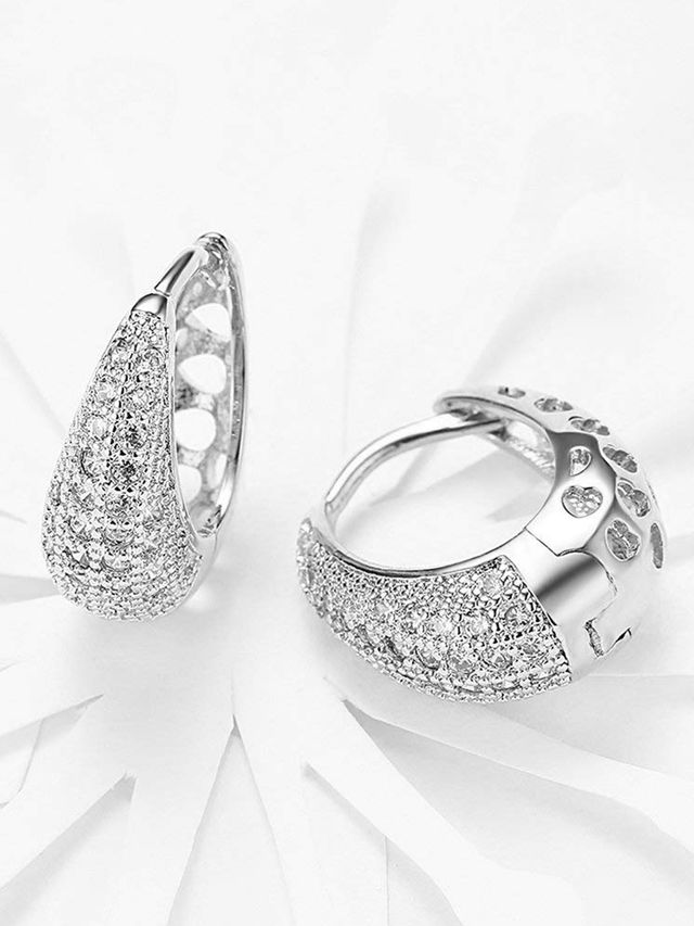 Youbella Jewellery Gold Plated Crystal Earrings For Girls And Women (Style 2 - Silver)(Ybear - 32776)