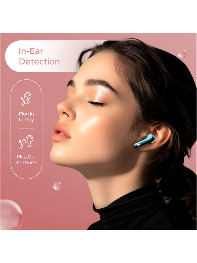 boAt Airdopes 155 Tws Earbuds W/ 40h Playtime, in-ear Detection, Quad Mics Enx Tech(Active Teal)