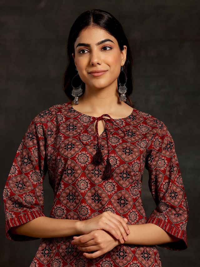 Libas Women's Cotton Kurti | Maroon - S