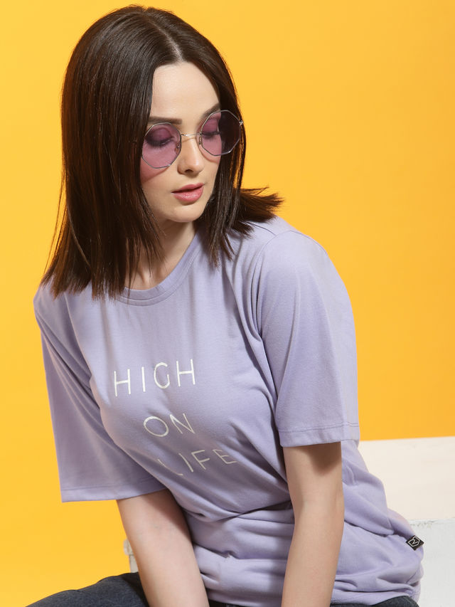 Rigo Women Oversized T-shirt | Light Purple - M