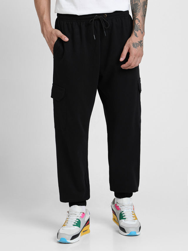 VEIRDO Men's Solid Regular Cargo with Side Pocket | VDMBW0300002 | Black - M