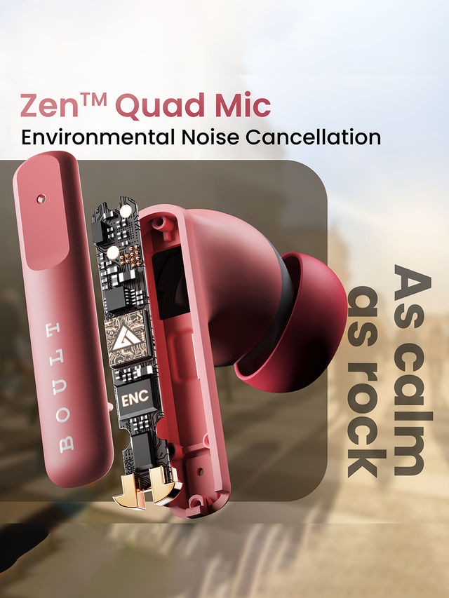 Boult Audio Octave | 60Hr Battery | Quad Mic Enc | 50Ms Ultra Low Latency | 5.3 Bluetooth | Pink