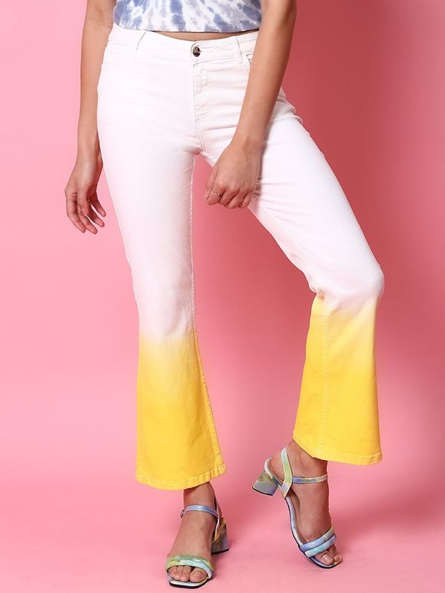 Freehand Women's Ombre Bootcut Denim Jeans | White - 28
