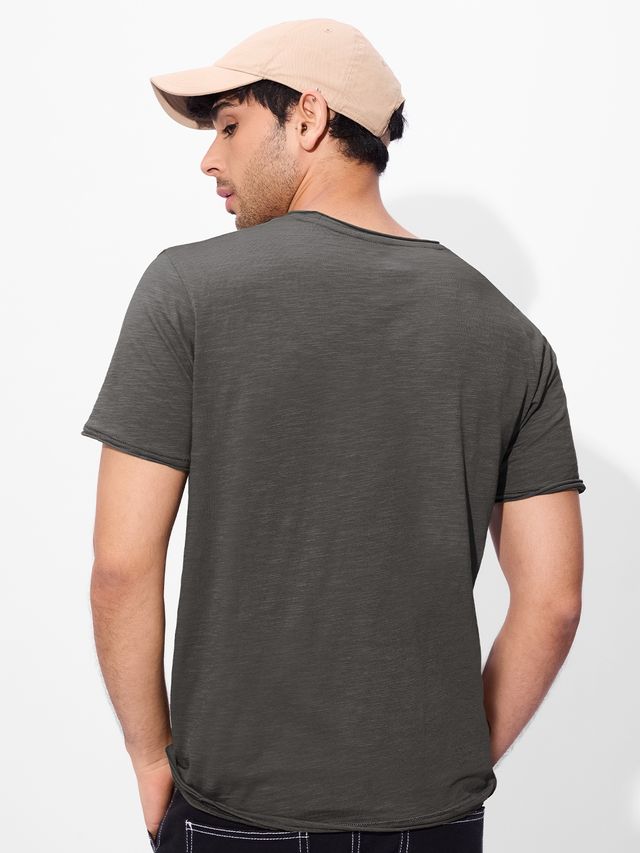 The Souled Store Men's Regular Rockstar T-Shirt- Graphite Grey T-Shirts | Grey | 2XL
