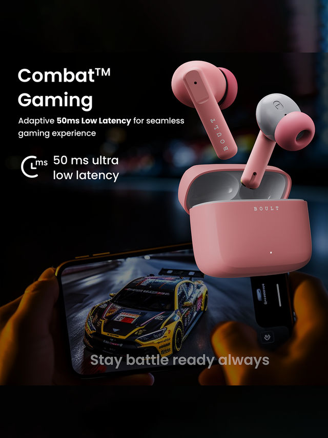 Boult Audio Octave | 60Hr Battery | Quad Mic Enc | 50Ms Ultra Low Latency | 5.3 Bluetooth | Pink