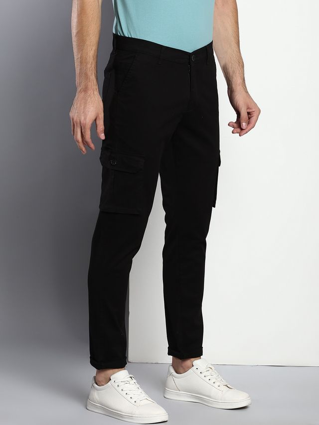 Dennis Lingo Men's Tapered Fit Cargos Trousers | Black | 32