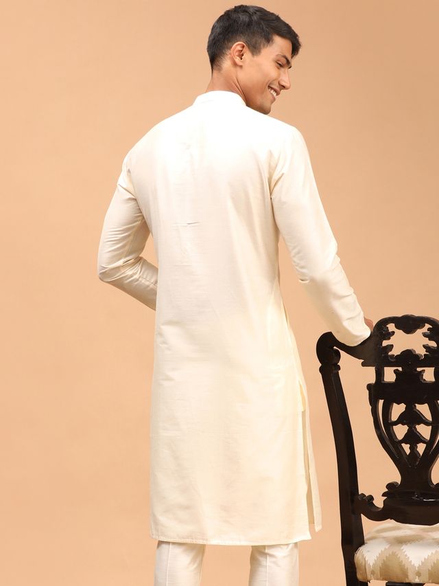 Vastramay Men's Viscose Kurta | Cream - XL