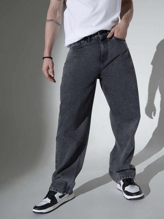 Hubberholme Men's Relaxed Fit Clean Look Light Fade Jeans | Charcoal - 30