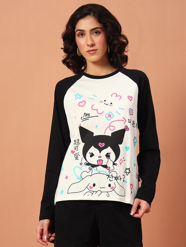 The Dry State Women's Black & Off White T-shirts WTSH | 1745A | L
